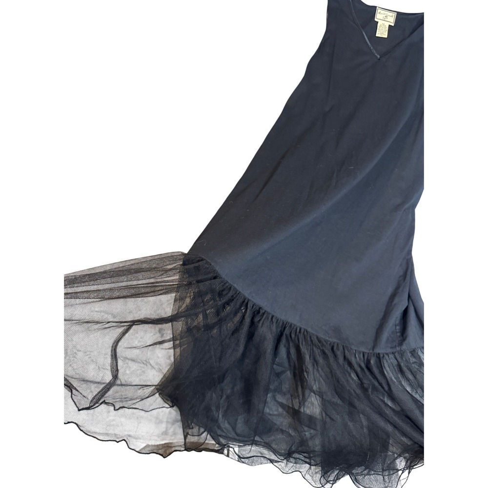 April Cornell Black Sleeveless Midi Dress Tulle Ruffle XS whimsigoth, witchy
